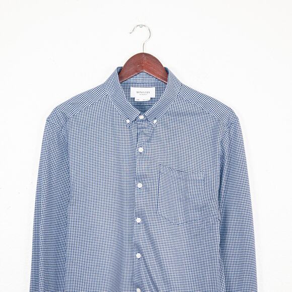 Ministry of Supply Men's Slim fit Button Down Shirt blue check Size Large - Picture 2 of 7